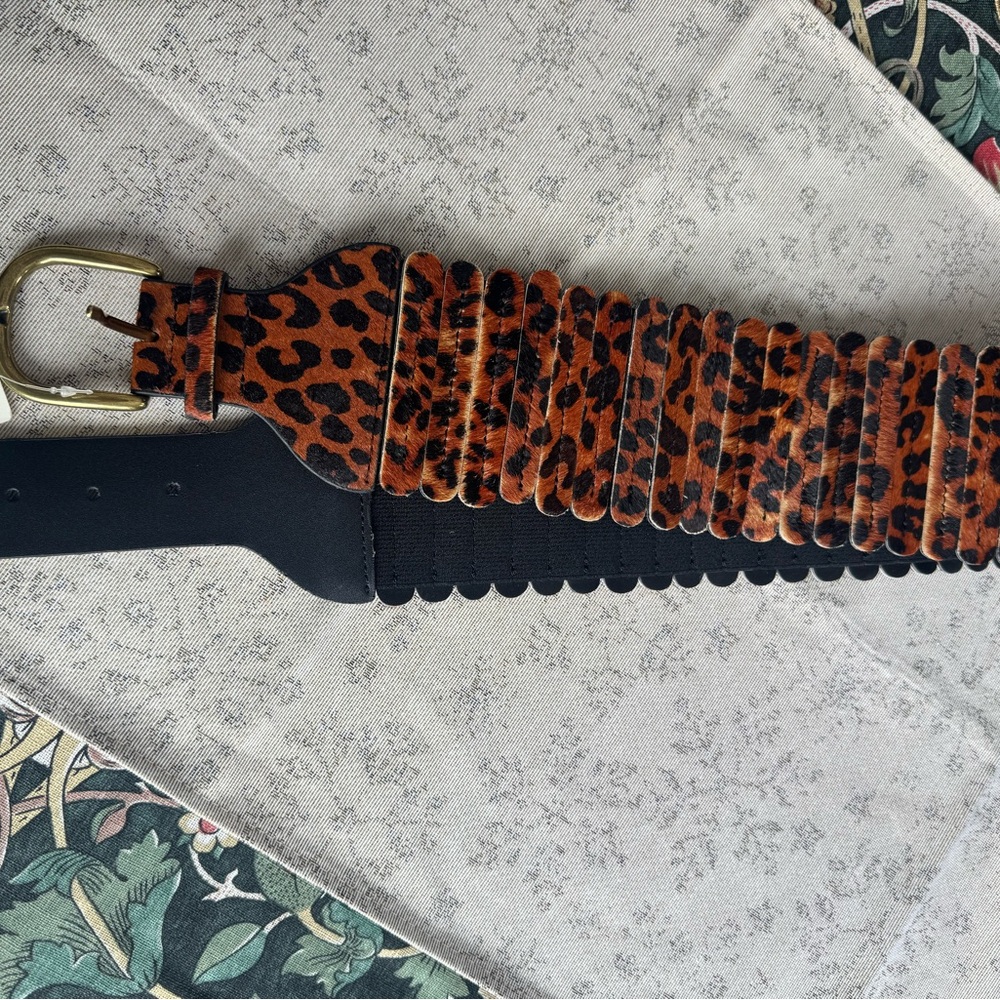 NWT Anthropologie wide tabby belt, stretchy, leopard, M - Picture 5 of 11